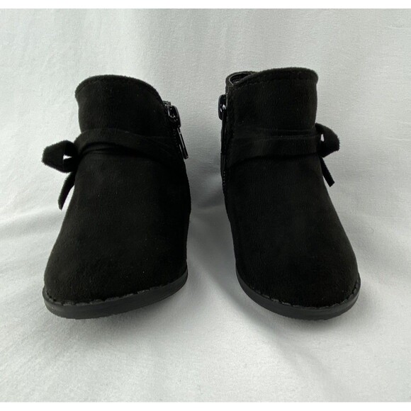 UNR8AD Boots Toddler Girl 5.5 Black Suede Ankle Booties Bow Detail Fall MINT! - Picture 3 of 9